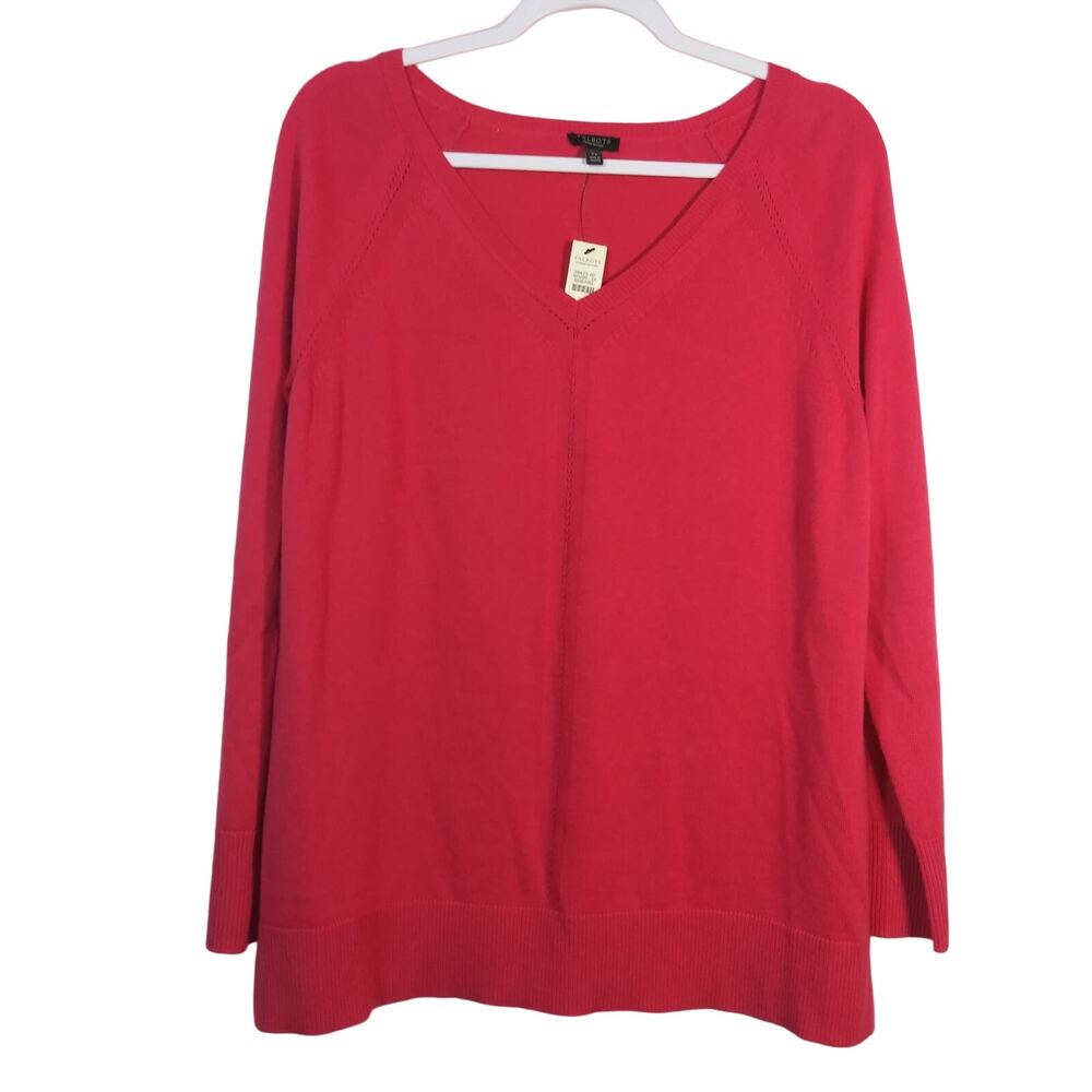Talbots Fuschia Pink Cable Knit V Neck Sweater Plus Size XP
